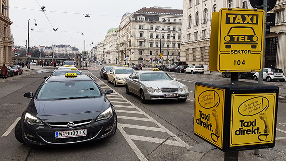 Vienna taxis at a taxi stand